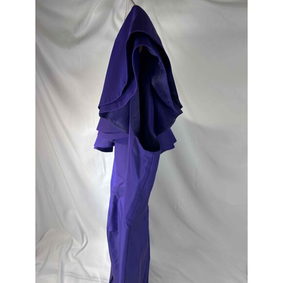 NWT J Crew Womens Purple One-Shoulder Ruffle Back Zip Mini Dress Size 14 - Picture 4 of 13